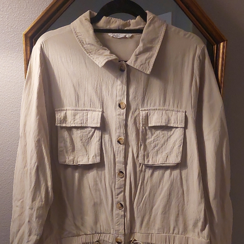 Doe & Rae Cream Utility Jacket Classic Fit